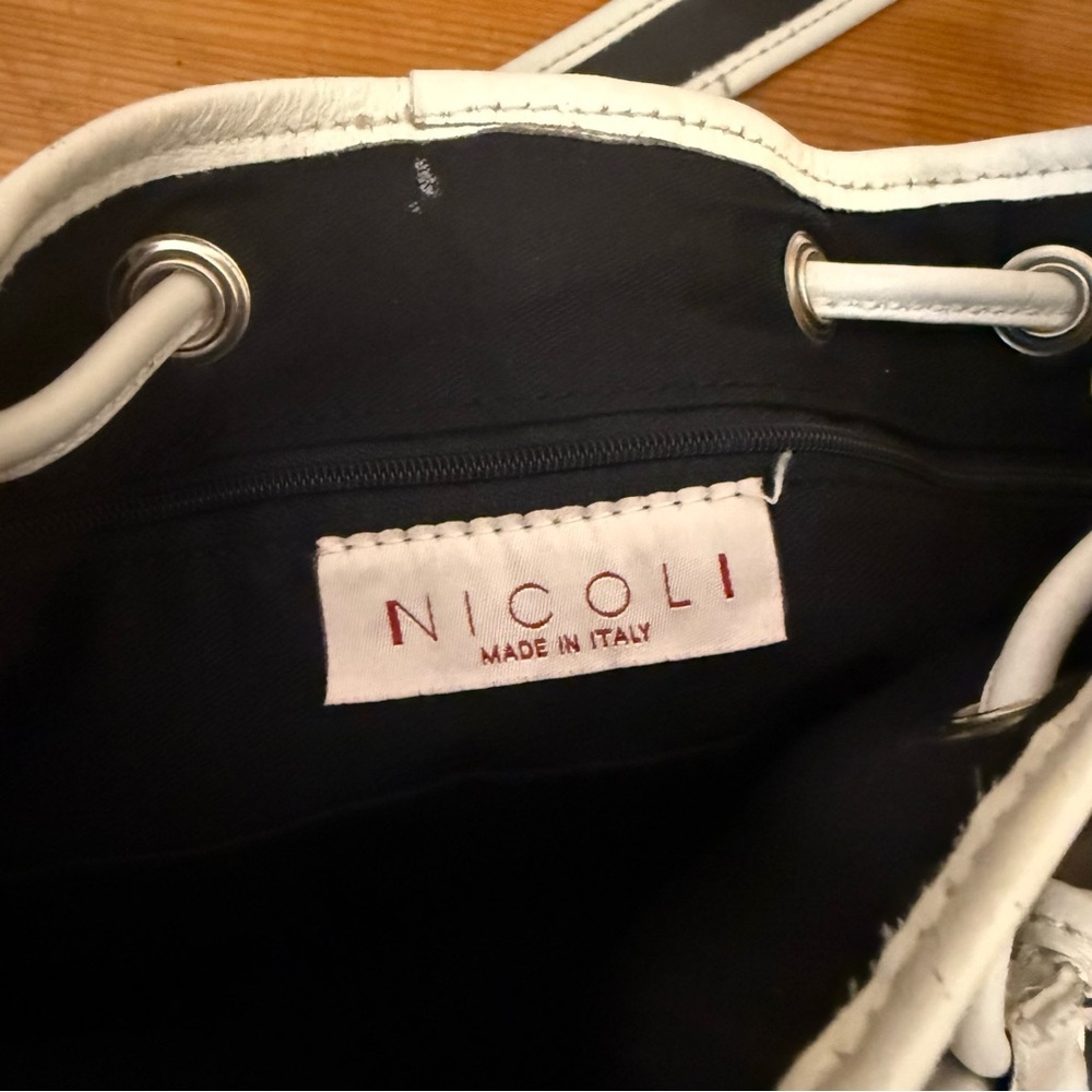 NICOLI made in Italy Black and Yellow Leather Shoulder Bucket Purse Bag - Picture 9 of 9